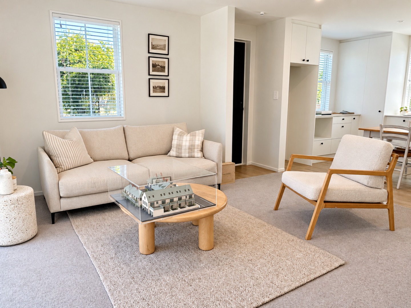 Scandinavian Living Room with Townhouse Model