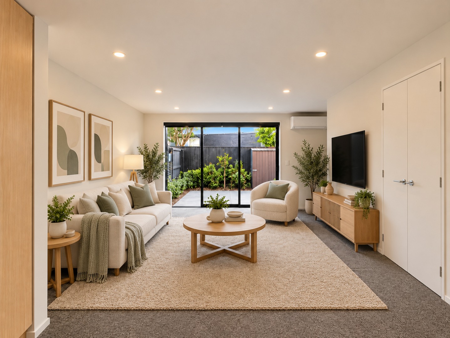 Scandinavian Living Room with Garden View