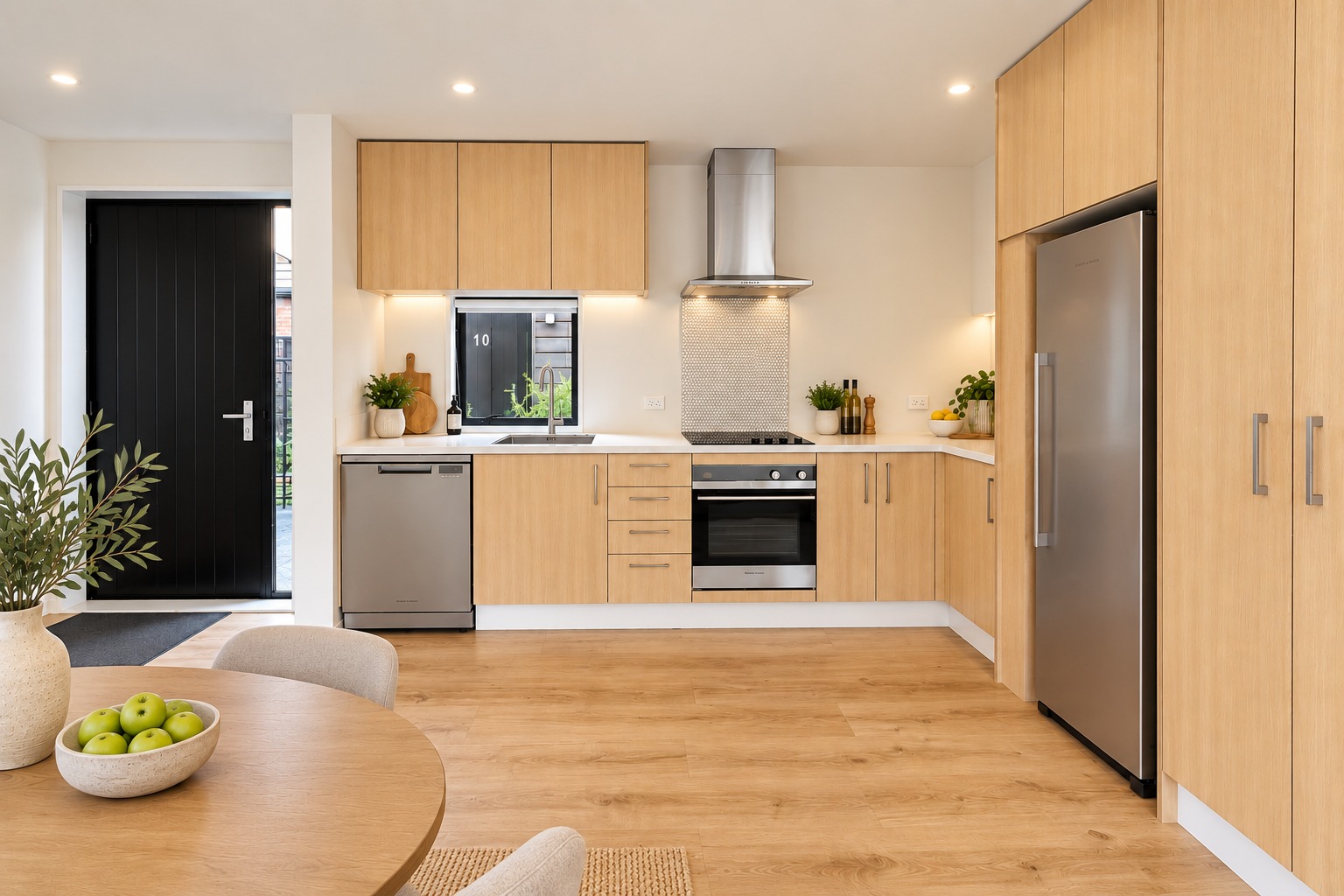 Warm Scandinavian Kitchen with Dining Nook