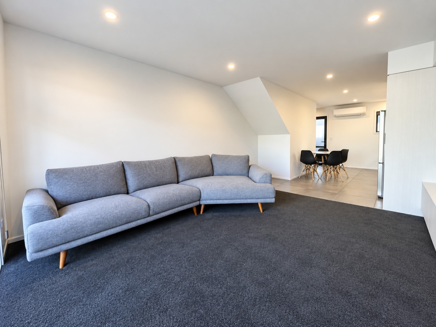 Bright Modern Grey Open-Plan Living Room