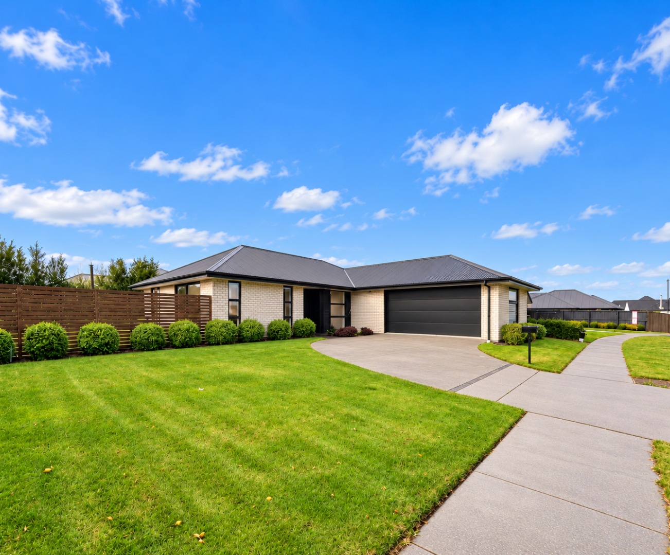 Modern Ranch Home Under Blue Skies