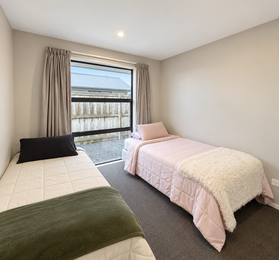 Minimalist Twin Bedroom with Soft Daylight