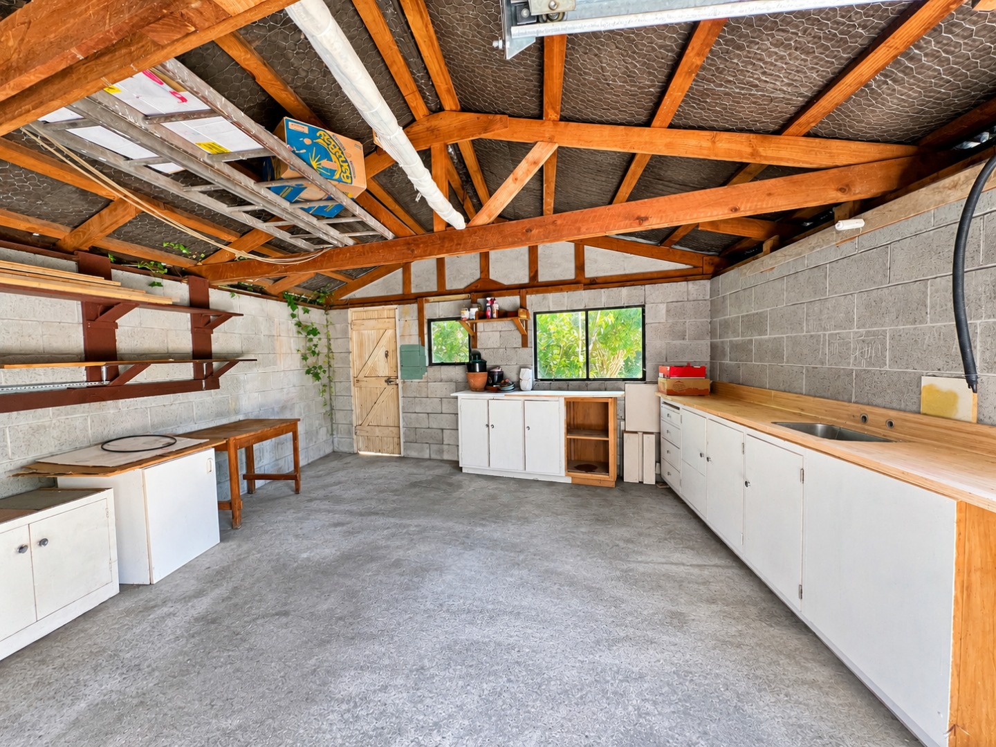 Bright Rustic Workshop Garage Interior