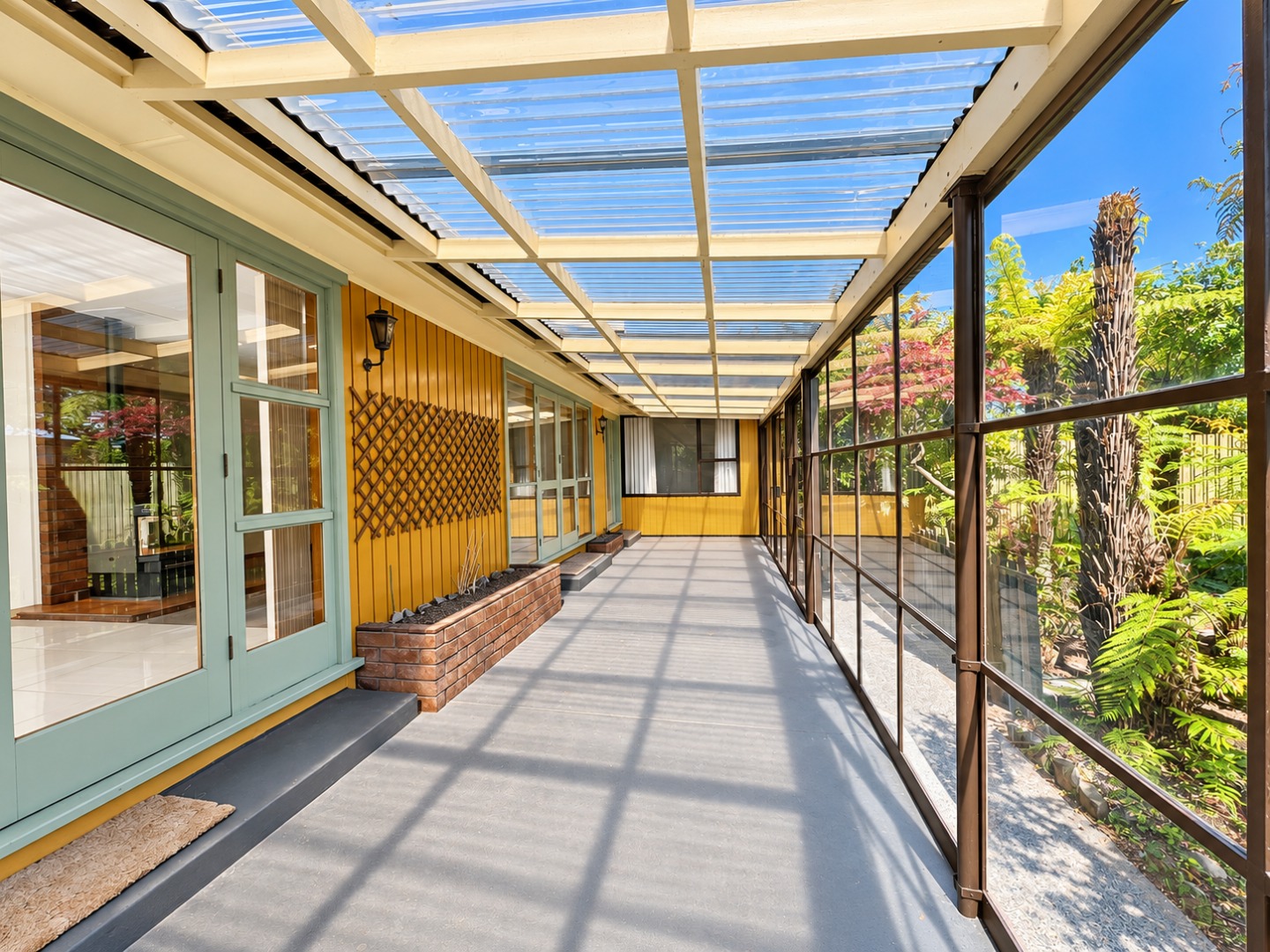 Sunlit Yellow-Clad Garden Verandah