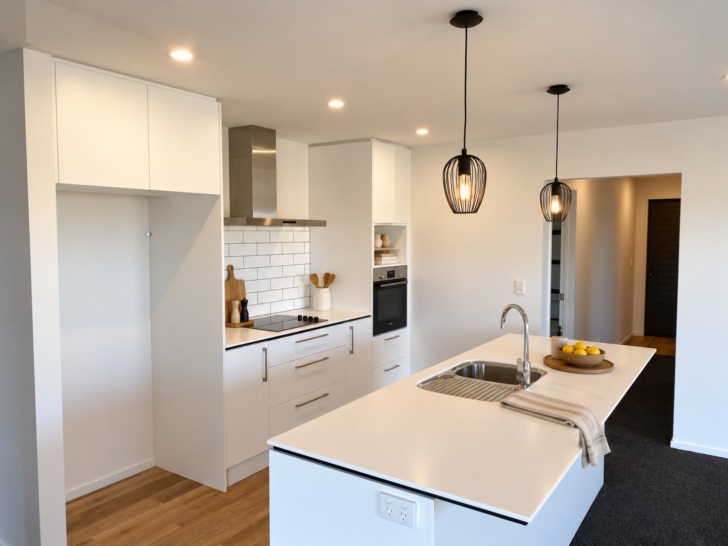 Warm Minimalist Kitchen with Lemon Accents