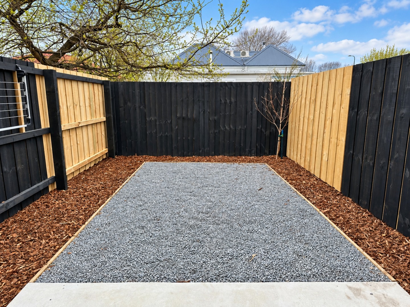 Modern Backyard Gravel Courtyard