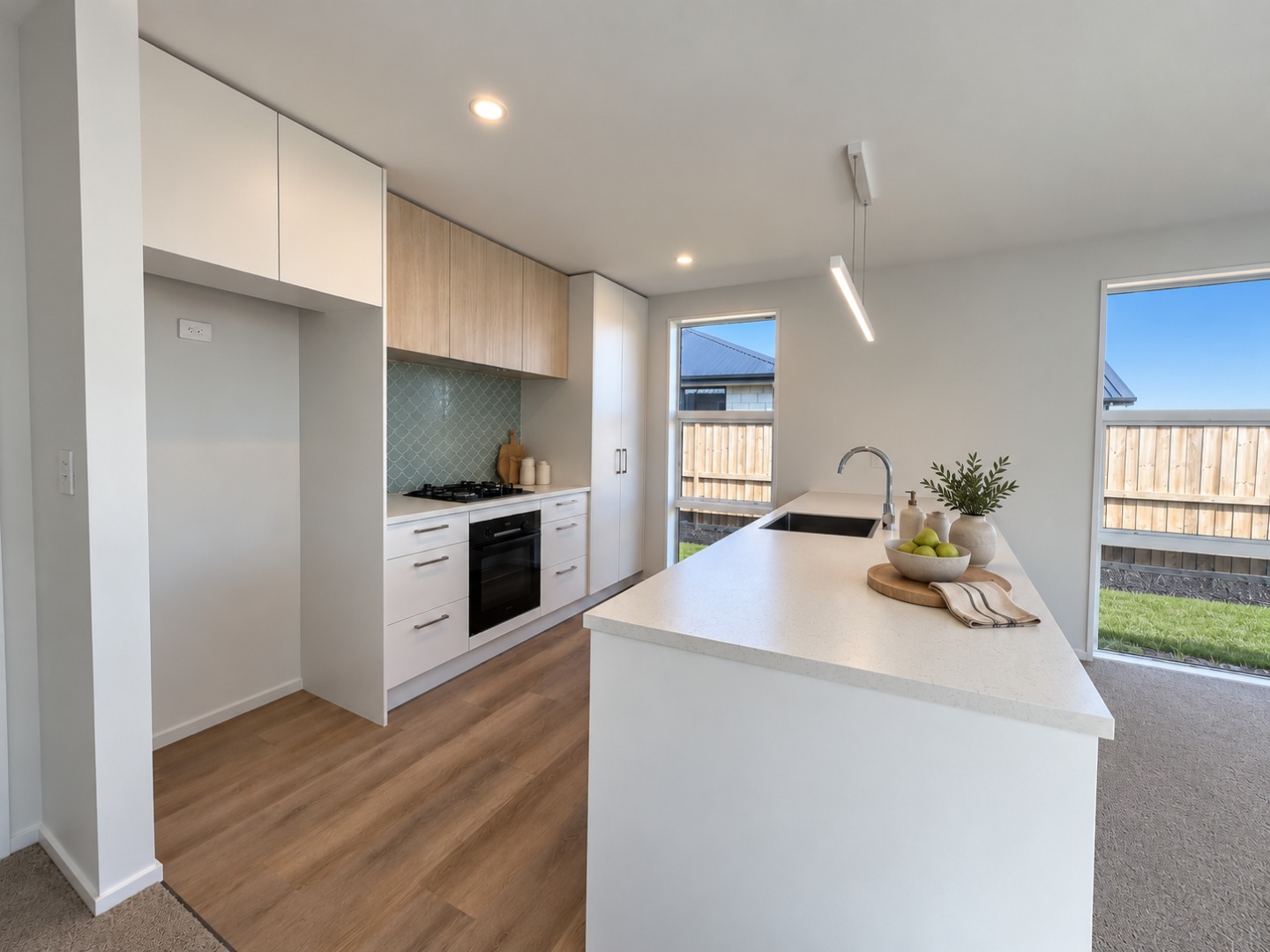 Modern Seafoam Tile Kitchen Interior