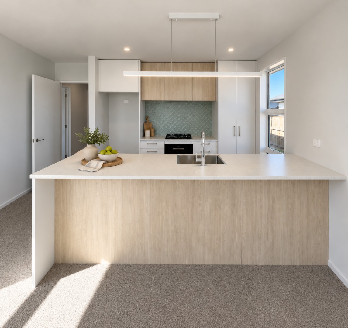 Minimal Scandinavian Kitchen with Seafoam Backsplash