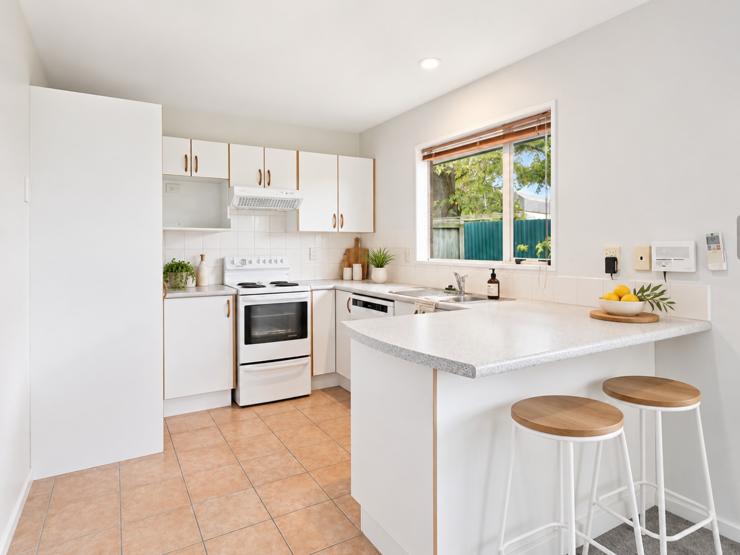 Bright Minimalist Kitchen with Breakfast Bar