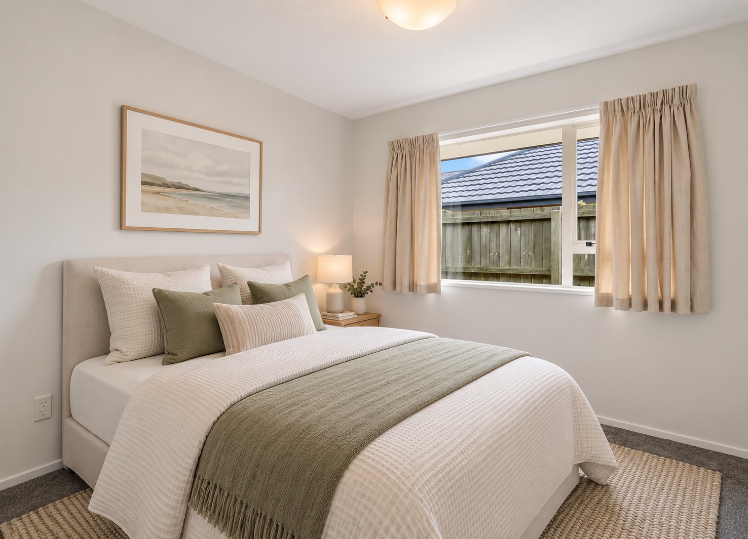 Cozy Sage and Cream Bedroom