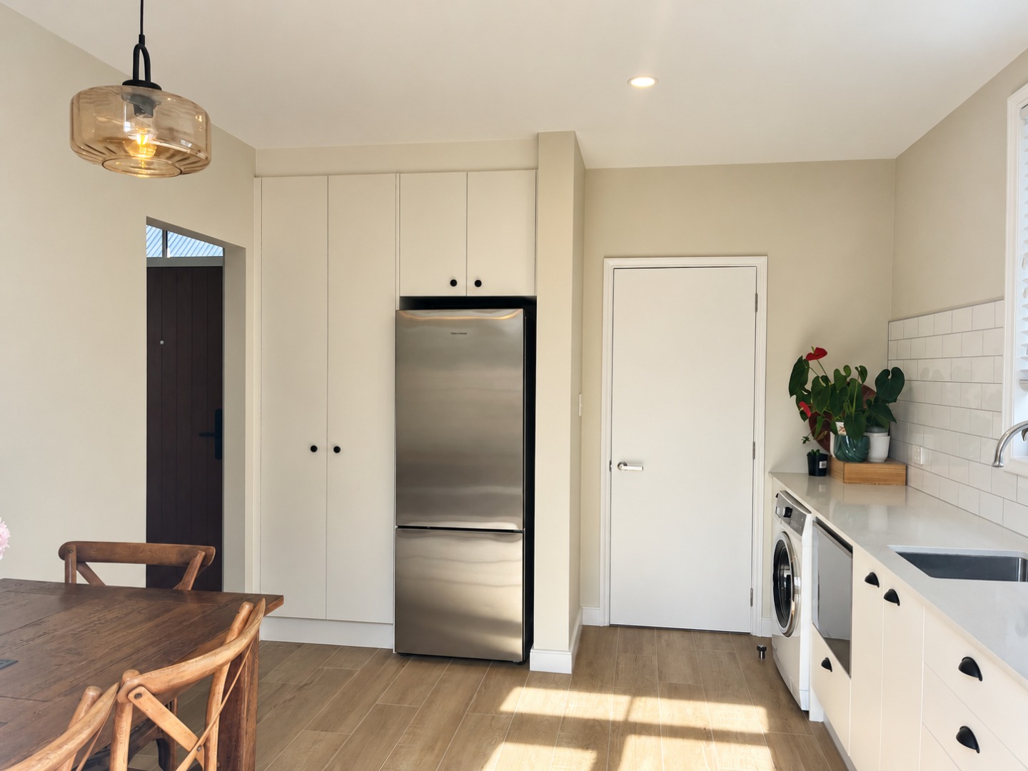 Brightened natural-light kitchen interior